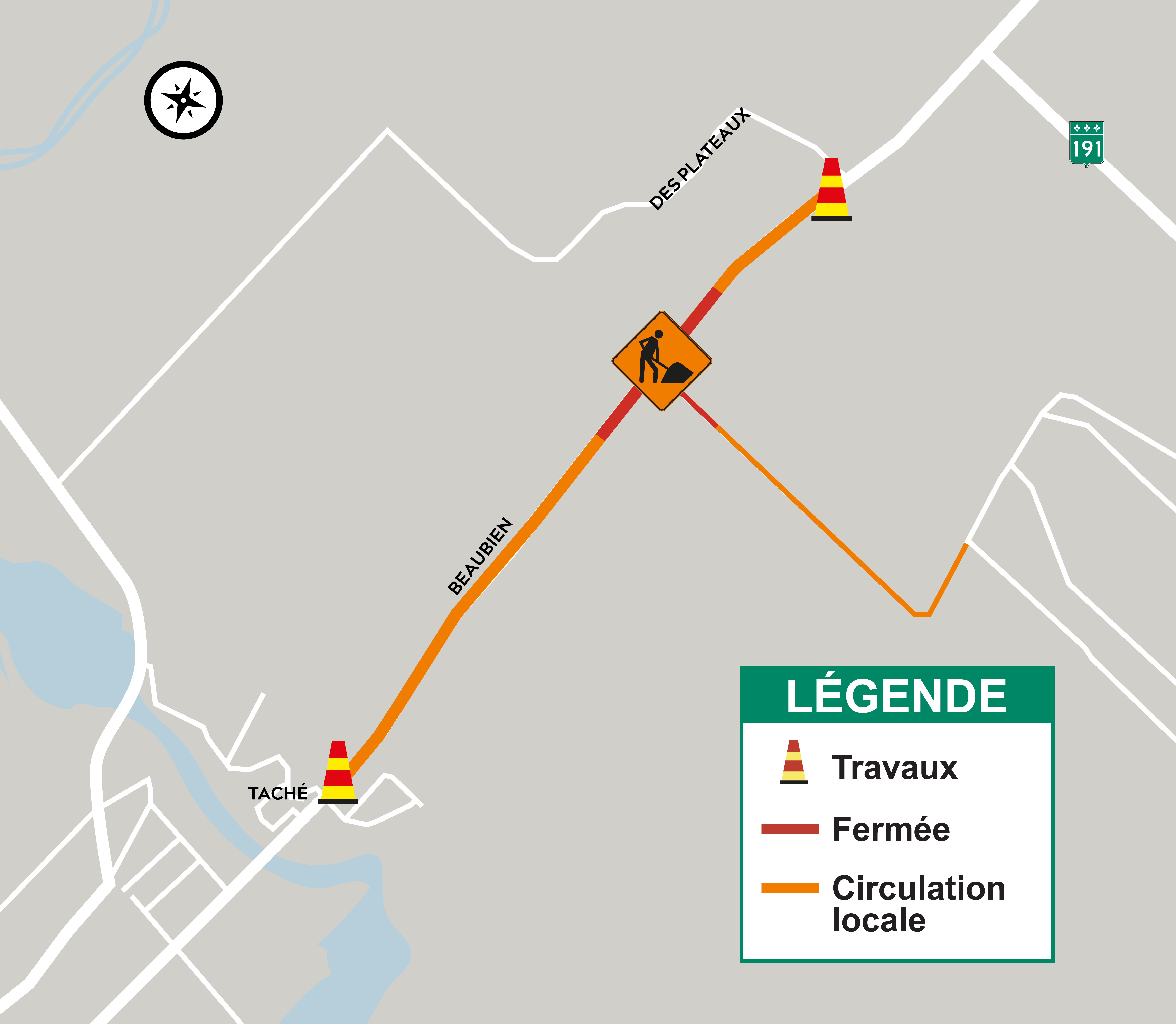 Carte - travaux rue Beaubien